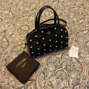 New Kate Spade Reiley Laurel Way Velvet Black Pearl Purse